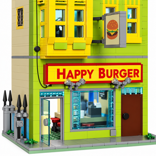 Burgers Store Building Block Set Bob Movie Street View 1018PCS - alternate view