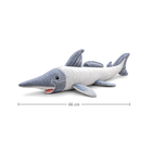 66cm long-snouted silver shark plush toy with a 66 cm length line below