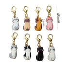 Cute Enamel Cat Charms with Lobster Clasps Stitch Markers Set