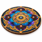 Celestial Mandala Star assembled puzzle low side angle showing wooden edge