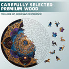 Celestial Mandala Star Wooden Jigsaw Puzzle Unique Animal-Shaped Pieces