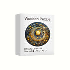 Celestial Sun Moon Wooden Jigsaw Puzzle Zodiac Art with Unique Animal Shaped Pieces
