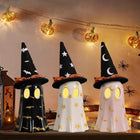 Set of 3 Ceramic Halloween Ghosts with Witch Hats Decor