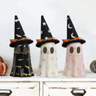Set of 3 Ceramic Halloween Ghosts with Witch Hats Decor