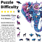 Vibrant Floral Elephant Wooden Puzzle with Unique-Shaped Pieces
