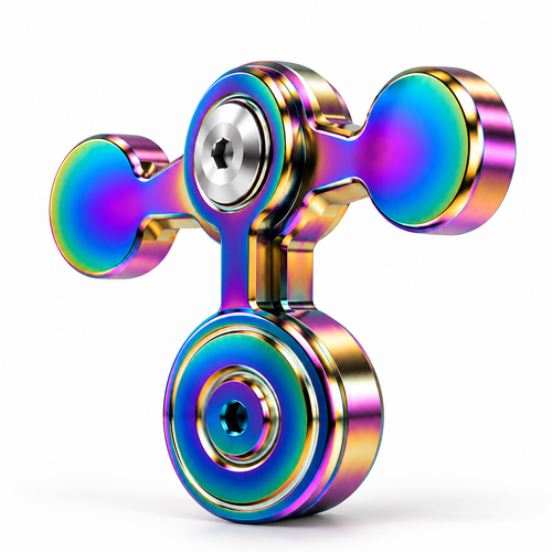 Chaotic Pendulum Metal Fidget Spinner, vertical 45 degree left view, no base