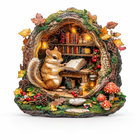 Chipmunk Reading in Tree Hollow Wooden Puzzle Animal Pieces