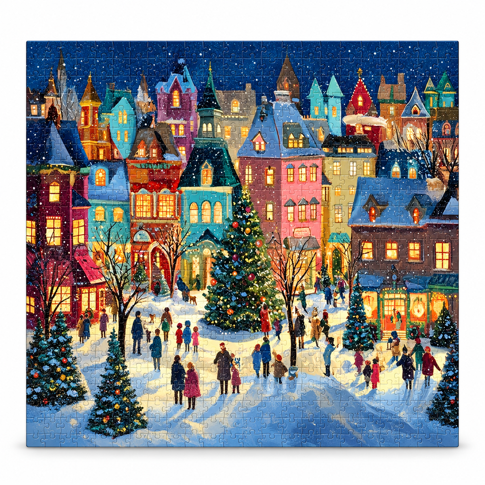 Christmas Snowy Street 1000 Piece Jigsaw Puzzle 15x10 In