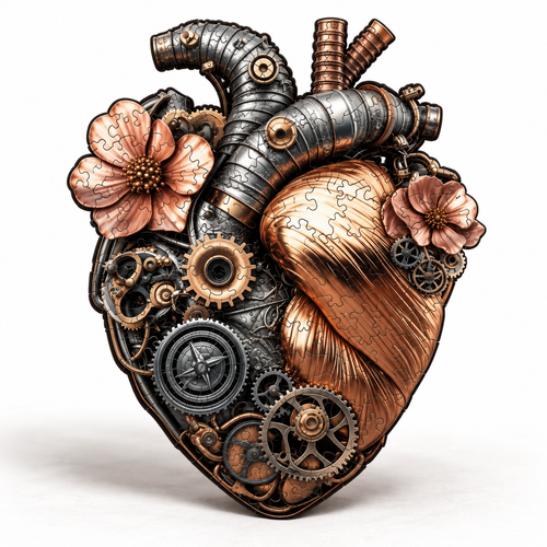 Chrono-Core 3D Mechanical Heart Wooden Puzzle, grounded studio product image