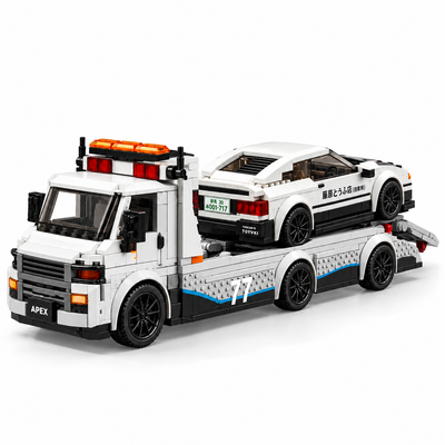 City Series 8-Compartment Race Car Transporter Truck Building Blocks Set
