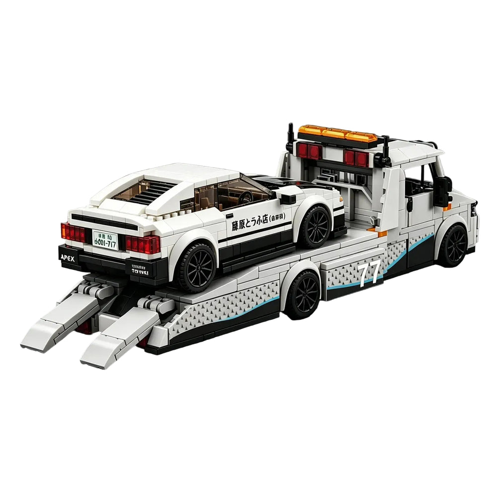 City Series 8-Compartment Race Car Transporter Truck Building Blocks Set
