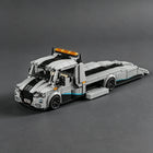 City Series 8-Compartment Race Car Transporter Truck Building Blocks Set