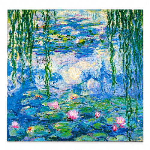Claude Monet Landscape completed 1000-piece jigsaw puzzle, color-corrected and centered on white