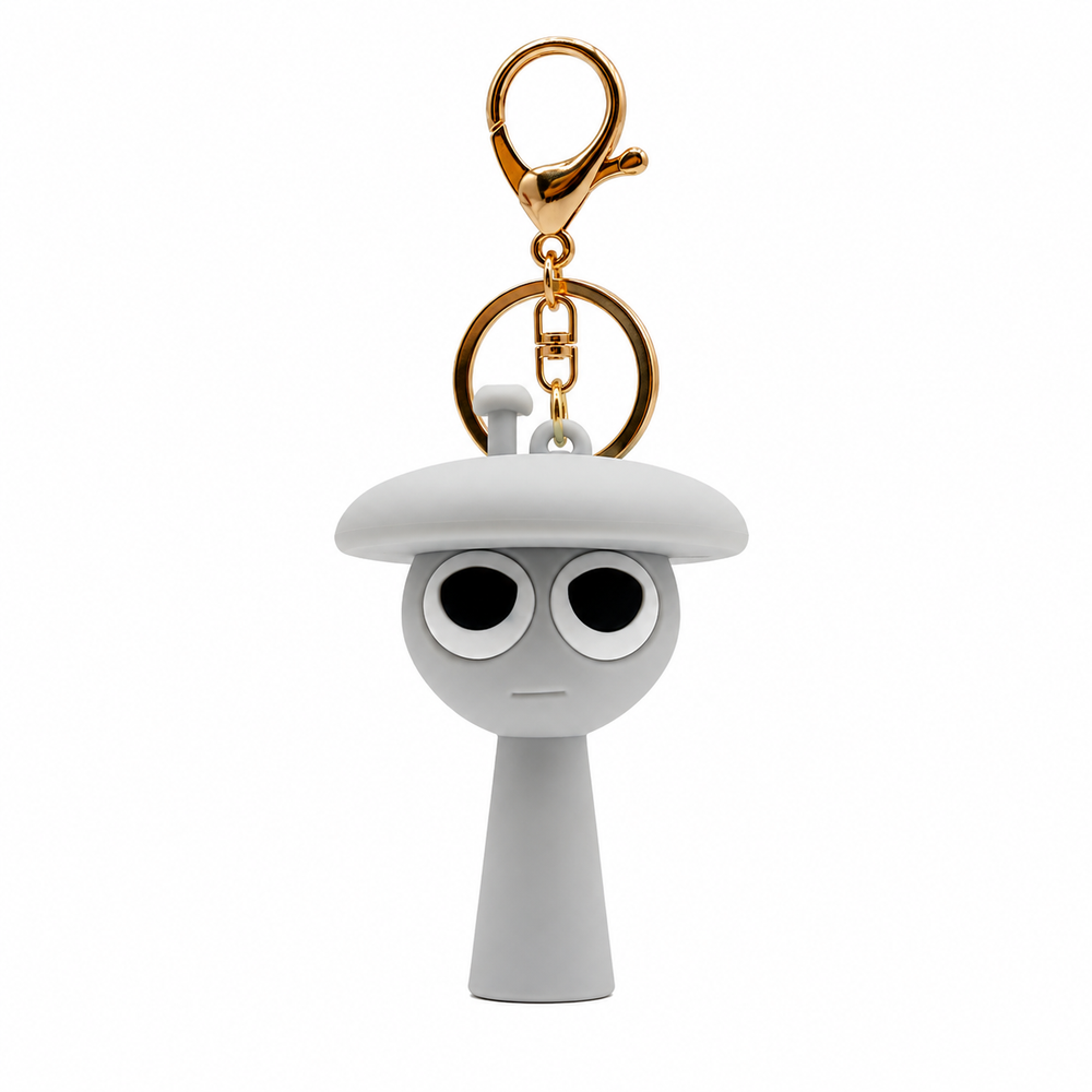 Clukr Sprunki Keychain – Gray Silicone Character Bag Charm & Backpack Pendant