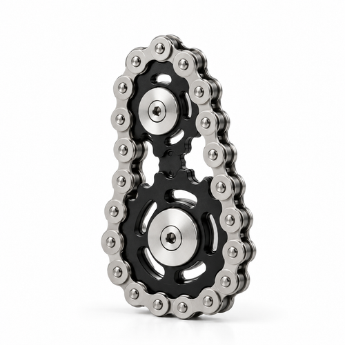 Stainless Steel Chain Gear Metal Fidget Spinner EDC Desk Toy - alternate view
