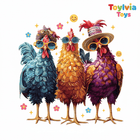 Colorful Big Roosters Wooden Jigsaw Puzzle - Irregular Animal Shape | Toylvia™