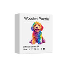 Playful Spectrum: High-Difficulty Colorful Cartoon Dog Wooden Puzzle