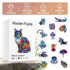 Colorful Cat Wooden Puzzle for Adults - 4.5 Star Difficulty Jigsaw