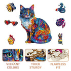 Colorful Cat Wooden Puzzle for Adults - 4.5 Star Difficulty Jigsaw