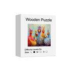 Colorful Chicken Wooden Jigsaw Puzzle - Irregular Animal Art Puzzle for Adults