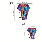 Mystical Elephant Wooden Jigsaw Puzzle Unique Animal-Shaped Pieces Colorful Wildlife Art