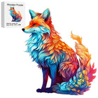 Colorful Fox Wooden Puzzle Unique Animal Shaped Jigsaw Puzzle for Adults