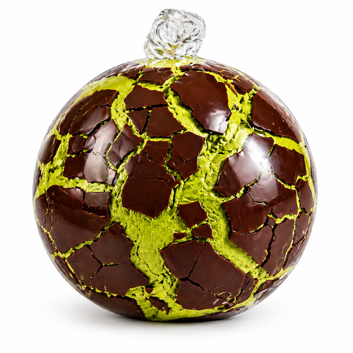 Crispy Dark Chocolate Ball squishy — Matcha Chocolate variant, white studio photo