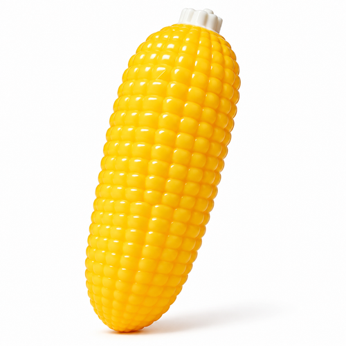 Crunchy ASMR Corn squishy — Yellow variant, white studio photo