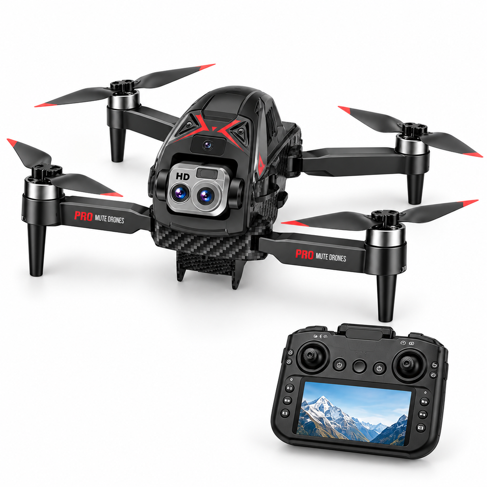 CS26 black drone with screen controller on white background