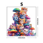 Cute Mushroom Cat Wooden Jigsaw Puzzle - Irregular Animal Shape | Toylvia™