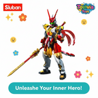 Toy figure with Sluban and Toyivia Toys branding on a white background