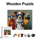 Cool Canine - Tropical Parrots Wooden Jigsaw Puzzle Unique Animal Shaped Pieces