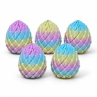 5pcs rainbow dragon egg fidget toy set of 5, centered on white with natural contact shadows