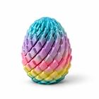 Rainbow dragon egg fidget toy, centered on white with natural contact shadows