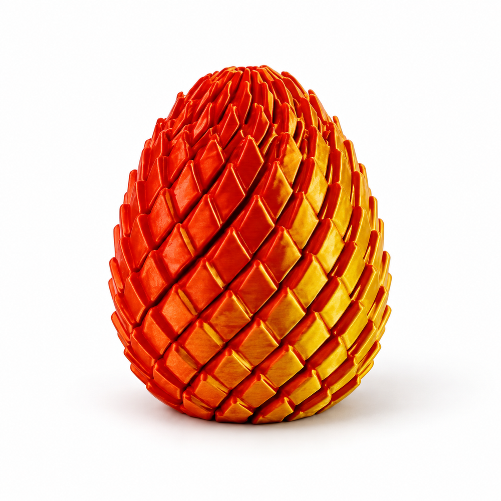 Red dragon egg fidget toy, centered on white with a natural contact shadow