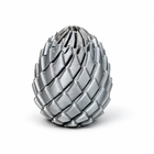Silver dragon egg fidget toy, centered on white with natural contact shadows