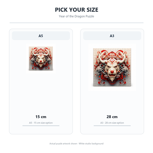 Year of the Dragon Wooden Jigsaw Puzzle Unique Animal Shaped Pieces Mythical Dragon Art - alternate view