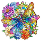 Dragonfly Wooden Jigsaw Puzzle - Expert-Level Vibrant Floral Design