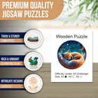 Sleeping Fox Wooden Jigsaw Puzzle Round Animal-Shaped Art Puzzle