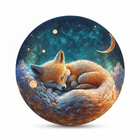 Sleeping Fox Wooden Jigsaw Puzzle Round Animal-Shaped Art Puzzle