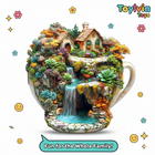 Dreamy Tea Cup Garden Wooden Puzzle - Unique Shape Jigsaw for Kids