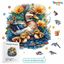 Wooden puzzle with ducks and flowers, featuring Toylovia Toys branding.