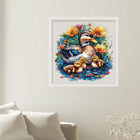 Duck Family & Flowers Wooden Jigsaw Puzzle - Unique Animal-Shaped Pieces