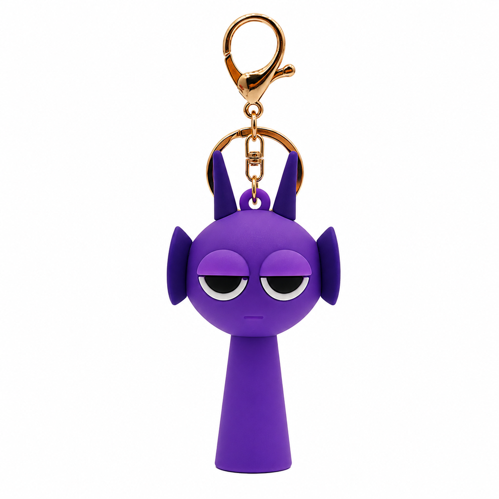 Durple Sprunki Keychain – Purple Silicone Character Bag Charm & Backpack Pendant
