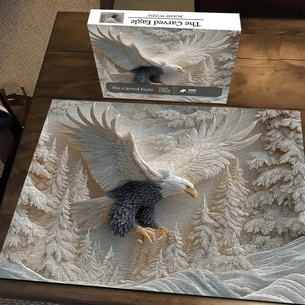 3D Carved Eagle Jigsaw Puzzle 1000 Pieces - Realistic Relief Art Secondary image