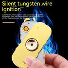 The electric tungsten lighter operating steadily in an outdoor windy setting without an open flame.