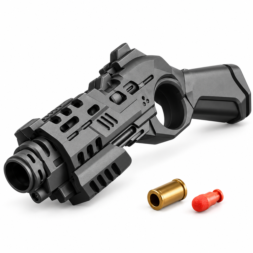 EDC shell-ejecting toy pistol in Black with soft foam bullets