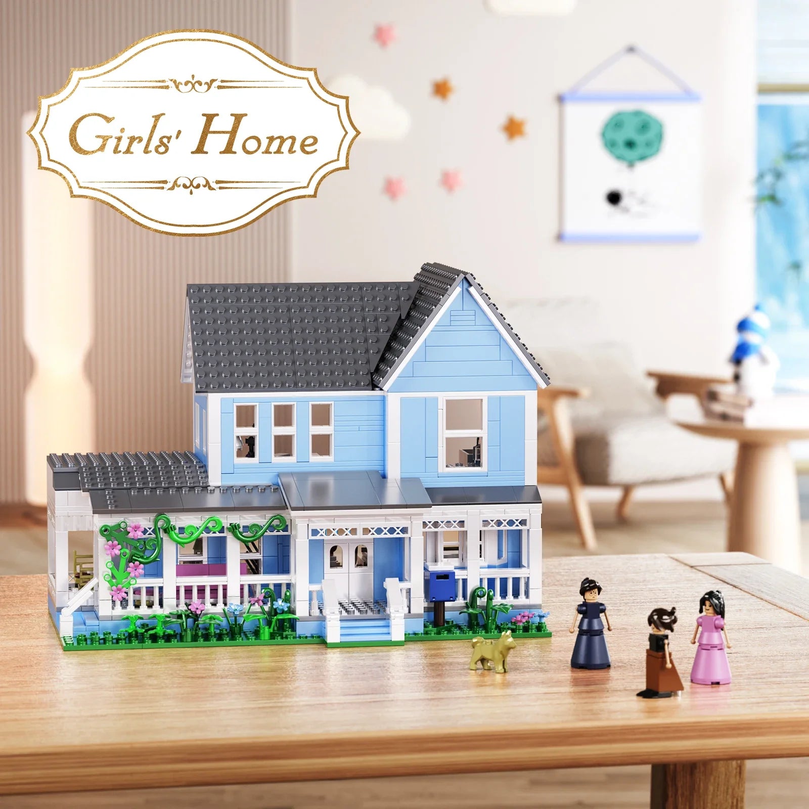 Lorelai Girls Movie House Building Set - 1107Pcs Blue Palace Model Secondary image