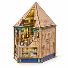 Egyptian Pharaoh Mummy wooden book nook puzzle, full right-side three-quarter view