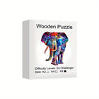Mystical Elephant Wooden Jigsaw Puzzle Unique Animal-Shaped Pieces Colorful Wildlife Art